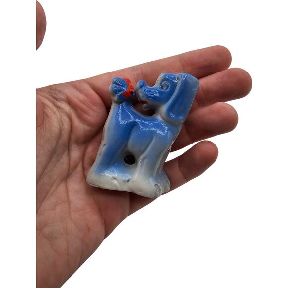 Vintage 1950s blue ceramic dog with a fly on his tail Figurine Japan - Picture 3 of 3